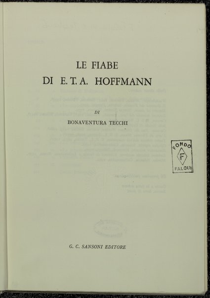 Le fiabe di E. T. A. Hoffmann / di Bonaventura Tecchi