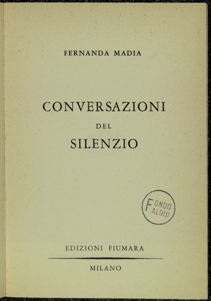 Conversazioni del silenzio / Fernanda Madia