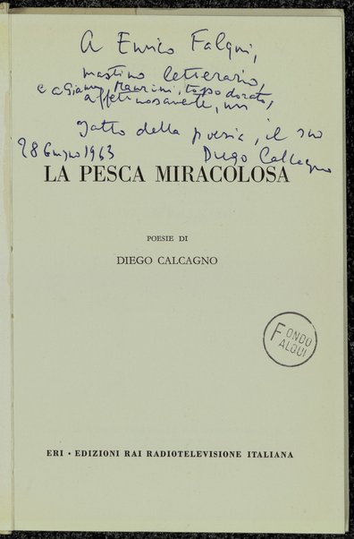 La pesca miracolosa : poesie / di Diego Calcagno