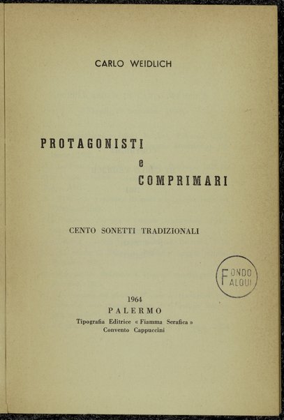 Protagonisti e comprimari : cento sonetti tradizionali