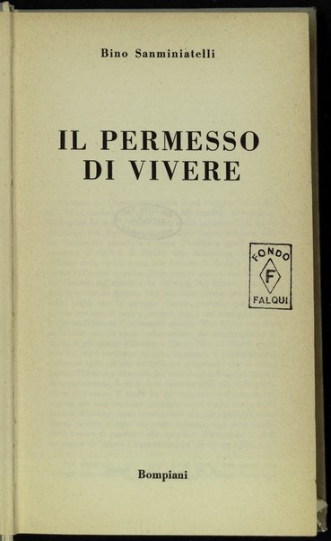 Il permesso di vivere / Bino Sanminiatelli