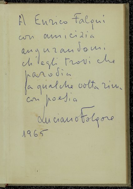 Il libro delle parodie : poeti controluce, poeti allo specchio / Luciano Folgore