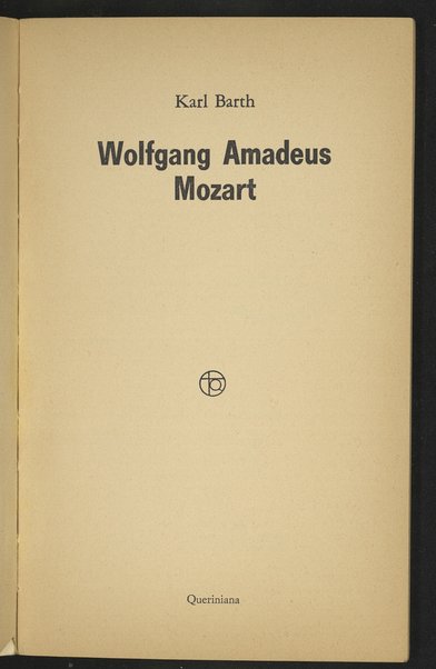 Wolfgang Amadeus Mozart / Karl Barth