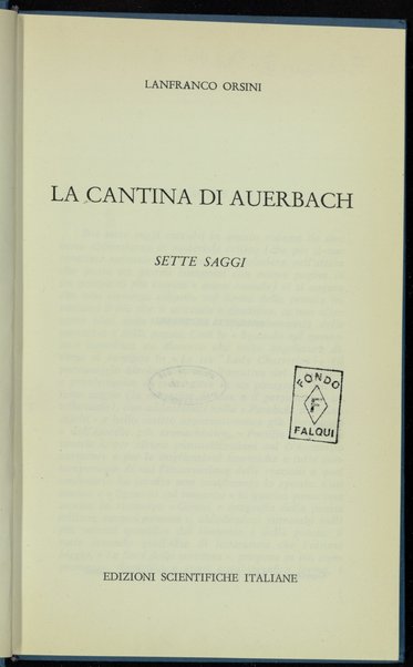 La cantina di Auerbach : sette saggi / Lanfranco Orsini