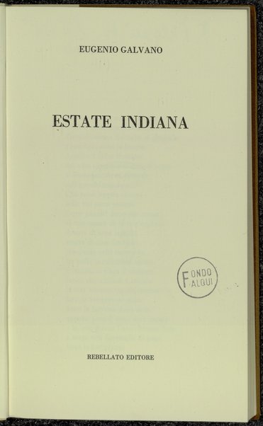 Estate indiana / Eugenio Galvano