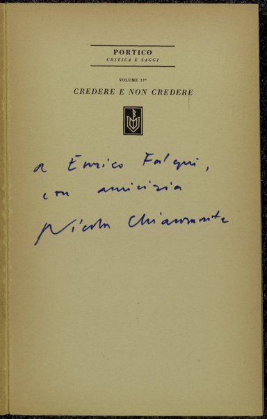 Credere e non credere / di Nicola Chiaromonte