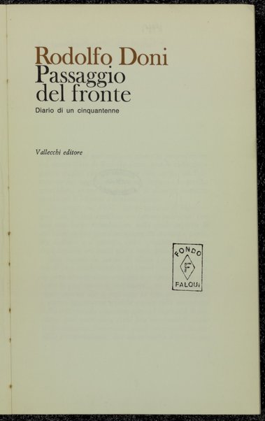 Passaggio del fronte : diario di un cinquantenne / Rodolfo Doni