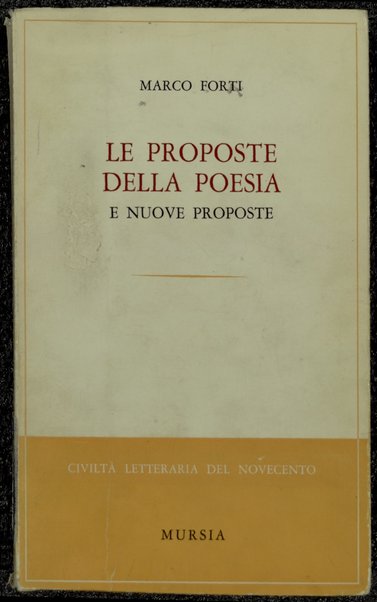 Le proposte della poesia e nuove proposte / Marco Forti