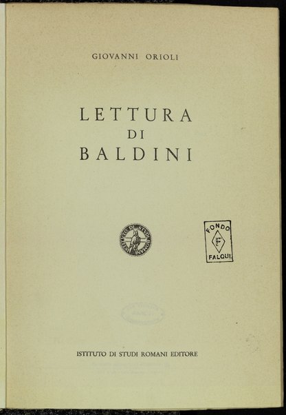 Lettura di Baldini / Giovanni Orioli