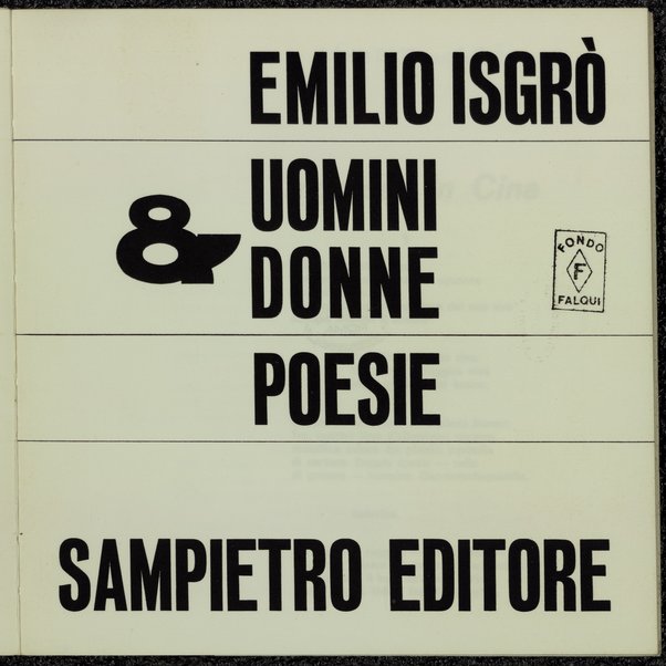 Uomini & donne : poesie / Emilio IsgrÃ²