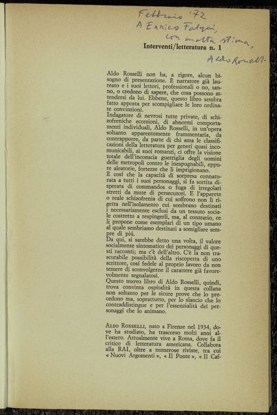 Episodi di guerriglia urbana : racconti / Aldo Rosselli