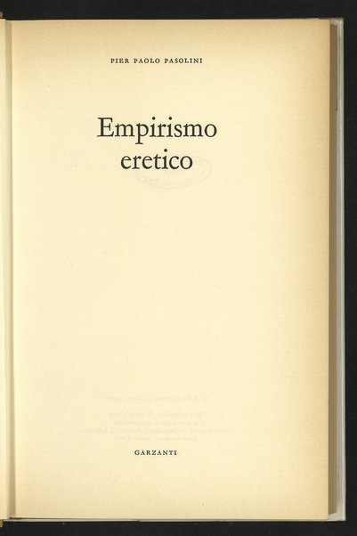 Empirismo eretico / Pier Paolo Pasolini