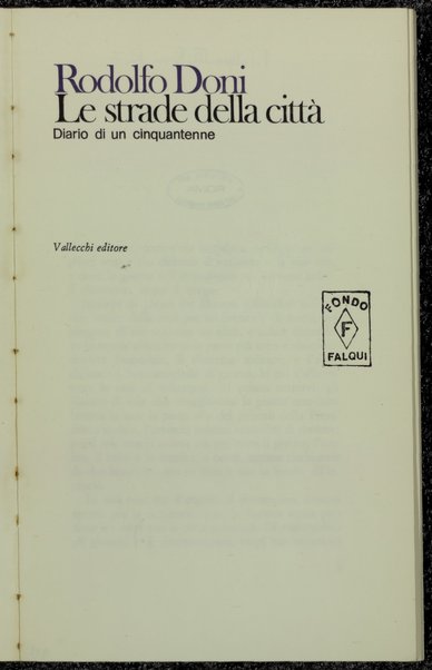 Le strade della citta : diario di un cinquantenne / Rodolfo Doni