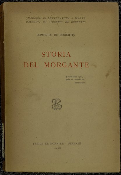 Storia del Morgante / Domenico De Robertis