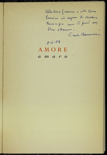 Amore amaro / Carlo Bernari