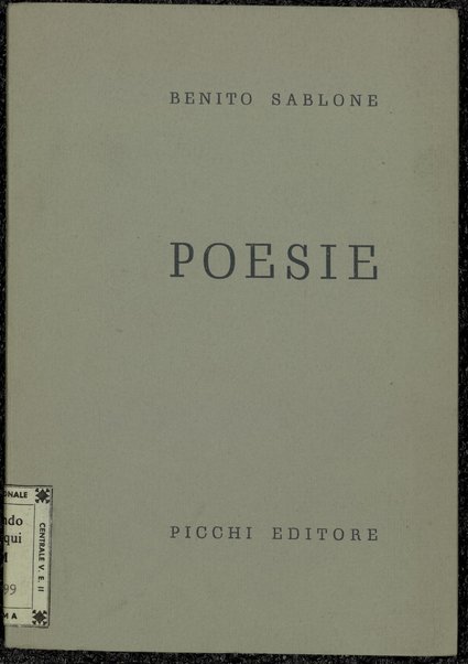 Poesie / Benito Sablone ; con prefazione di Donatello D'Orazio