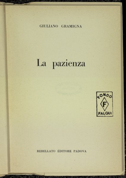 La pazienza / Giuliano Gramigna