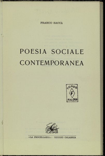 Poesia sociale contemporanea / [a cura di! Franco SaccÃ 