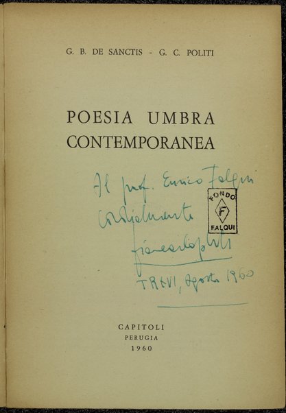 Poesia umbra contemporanea / G. B. De Sanctis, G. C. Politi