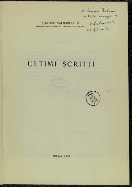 Ultimi scritti