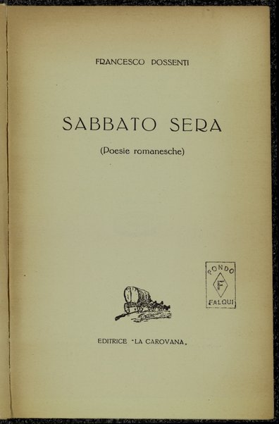 Sabbato sera : poesie romanesche / Francesco Possenti