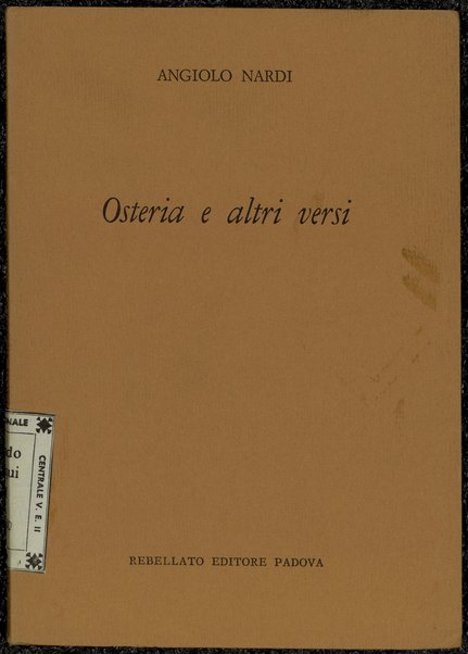 Osteria e altri versi : 1960-1965 / Angiolo Nardi