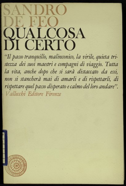 Qualcosa di certo / Sandro De Feo