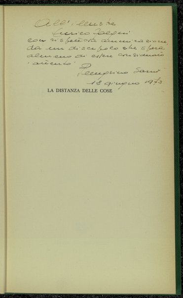 La distanza delle cose / Pellegrino Sarno