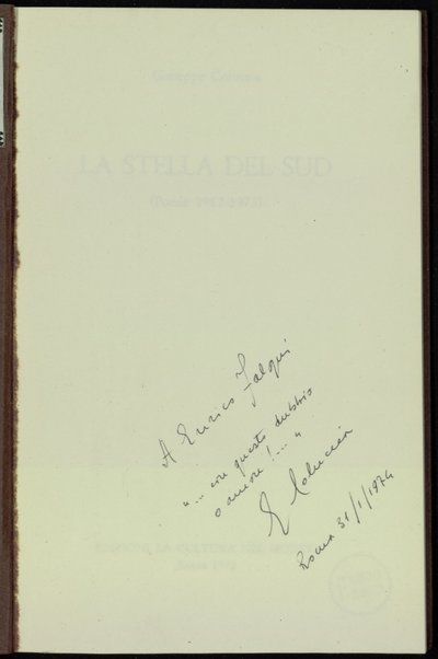 La stella del sud : poesie 1962-1973 / Giuseppe Coluccia