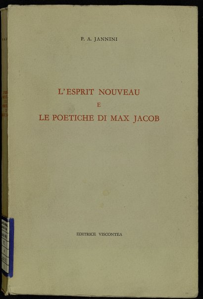 L'esprit nouveau e le poetiche di Max Jacob / P. A. Jannini