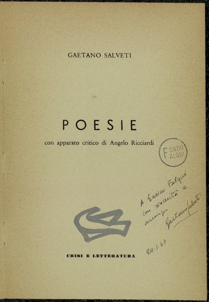 Poesie / Gaetano Salveti ; con apparato critico di Angelo Ricciardi