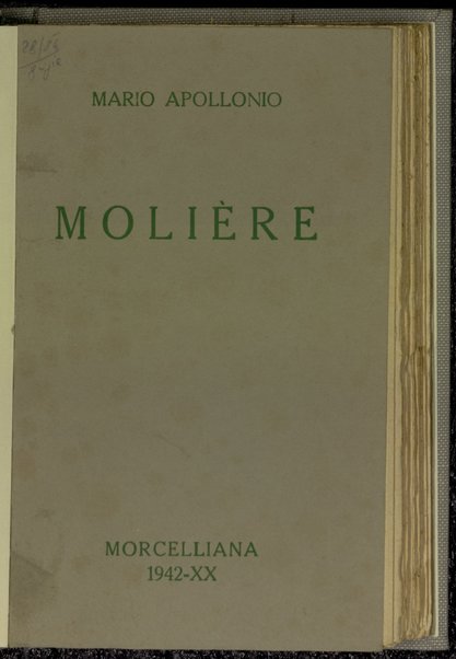 Moliere / Mario Apollonio