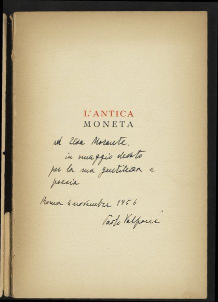 L'antica moneta / Paolo Volponi