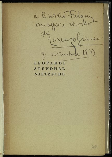 Leopardi, Stendhal, Nietzsche / Lorenzo Giusso