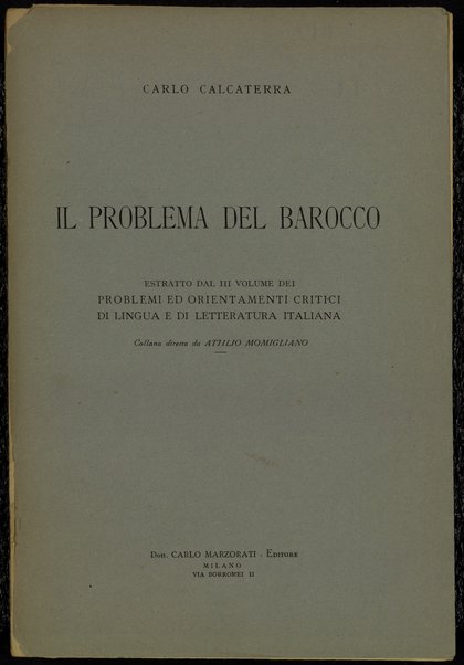 Problema del barocco / Carlo Calcaterra