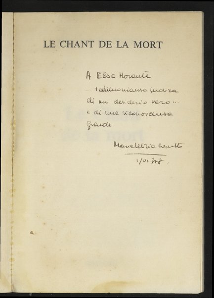 Le chant de la mort / Maria Letizia Cravetto