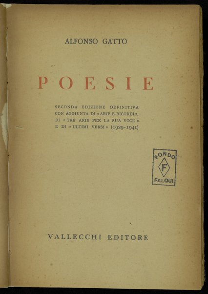 Poesie / Alfonso Gatto