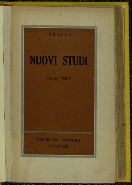 Nuovi studi : prima serie / Carlo Bo