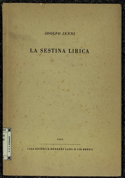 La sestina lirica / Adolfo Jenni