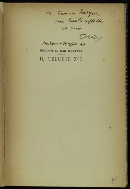 Il vecchio zio / Orio Vergani