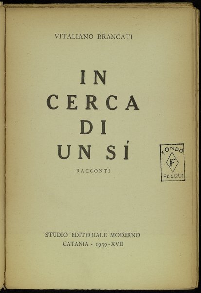 In cerca di un si : racconti / Vitaliano Brancati