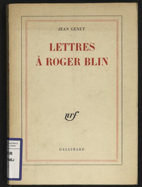 Lettres Ã  Roger Blin / Jean Genet