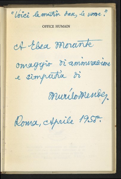 Office Humain / Murilo Mendes ; traductions de Dominique Braga et Saudade Cortesao