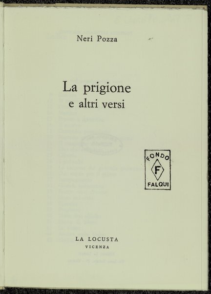 La prigione e altri versi / Neri Pozza